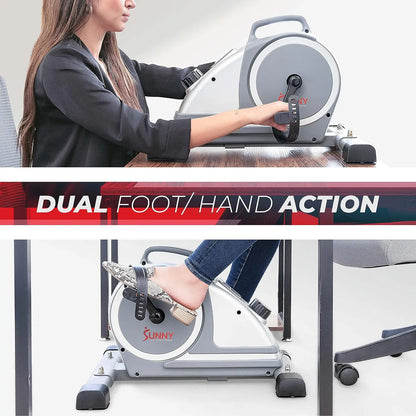 Health & Fitness Magnetic Under Desk Mini Exercise Cycle Bike, Dual Function Pedal Exerciser with Digital Monitor and Carr