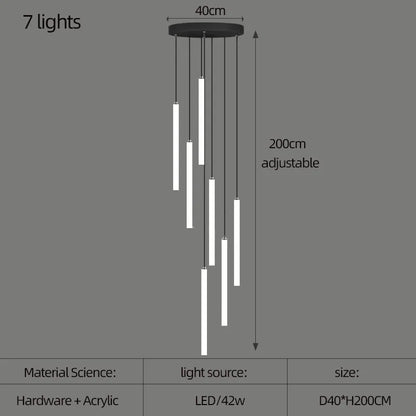 Staircase LED Chandelier Large Lamp