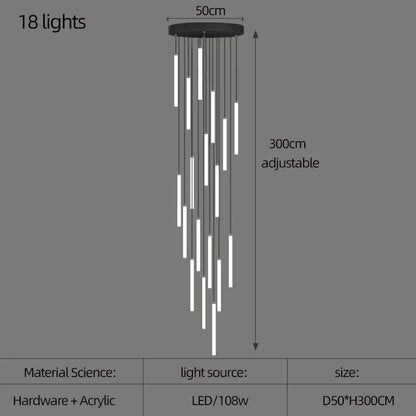 Staircase LED Chandelier Large Lamp