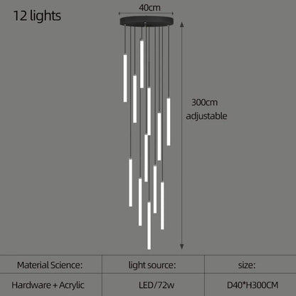 Staircase LED Chandelier Large Lamp