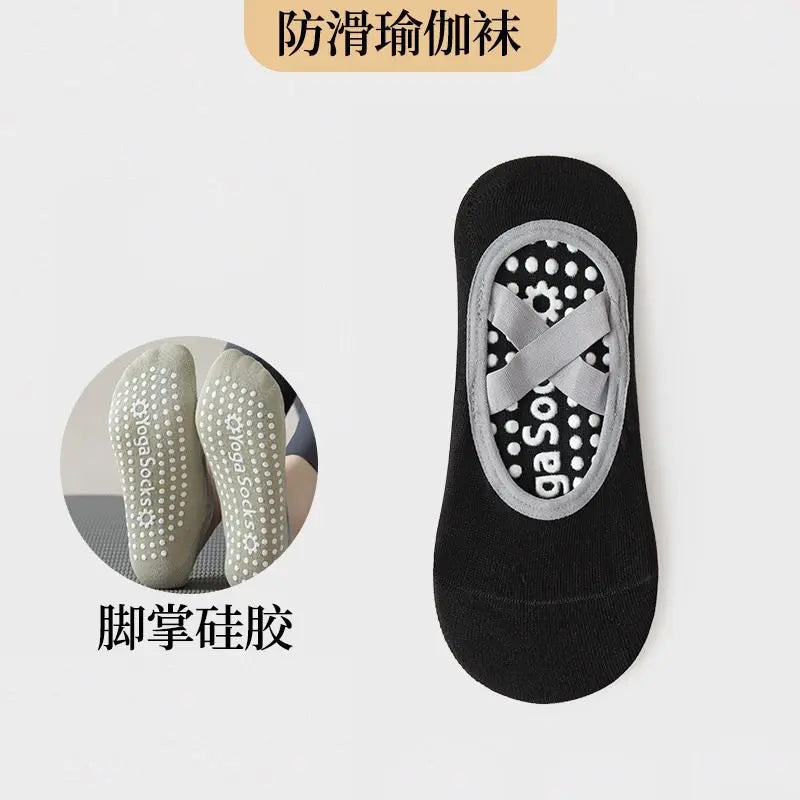 Thin Cotton Breathable Short Non-slip Cross Strap Yoga Socks Pilates Socks Indoor Fitness Dance Training Sports Floor Socks