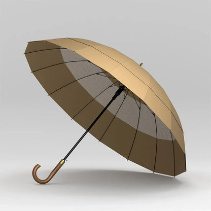 Large Windproof Umbrella 16K Wooden Handle, Big Size Golf Long Umbrella Strong, Japanese Style Wood Rain Umbrella