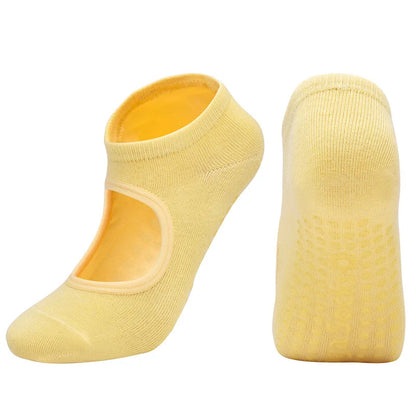 Silicone Non-slip Yoga Socks Backless Breathable Cotton Indoor Dance Sports Socks Casual Solid Color Professional Pilates Socks