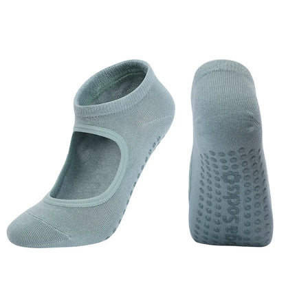Silicone Non-slip Yoga Socks Backless Breathable Cotton Indoor Dance Sports Socks Casual Solid Color Professional Pilates Socks