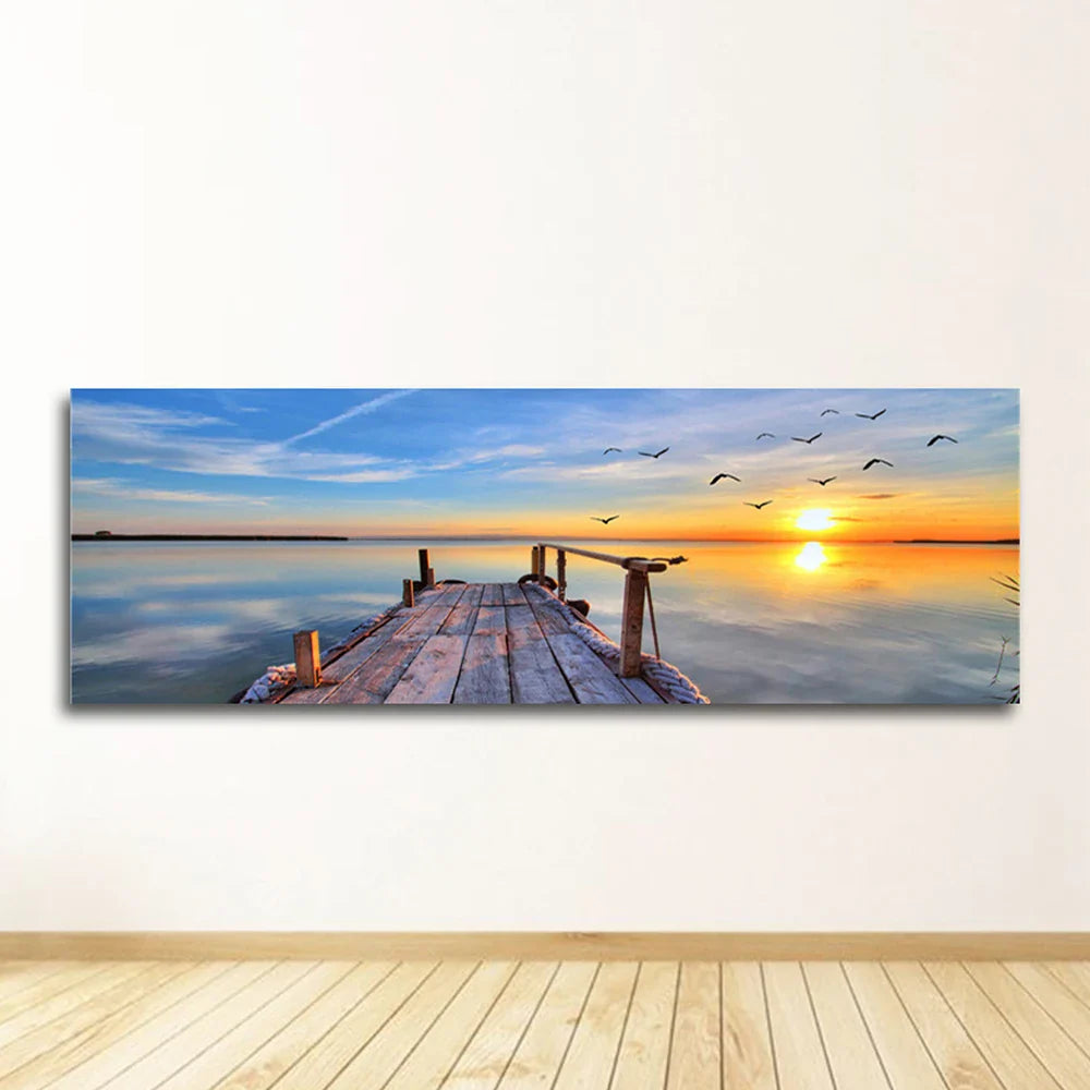 Nature Seascape Posters and Prints Modern Sea Wave Beach Sunset Canvas Painting Wall Art Pictures for Room Decoration
