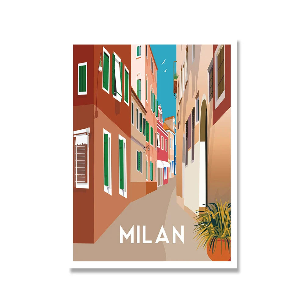 France Paris Florence Hawaii Milan Bruges Famous City Travel Poster Canvas Painting Landscape Wall Art Living Room Home Decor
