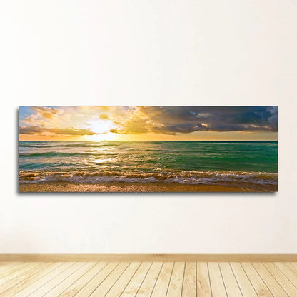 Nature Seascape Posters and Prints Modern Sea Wave Beach Sunset Canvas Painting Wall Art Pictures for Room Decoration