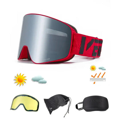 Superior Vision Magnetic Ski Goggles with UV400 Protection