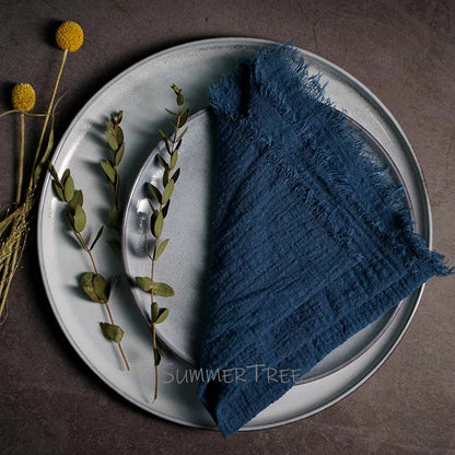 10pcs Large Napkins 41x41cm Rustic Cotton Gauze  Napkin Muslin Tea Towel Dinner Retro Cheesecloth Wedding Party Linen Decor