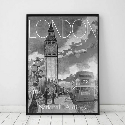 Black White Retro Paris London Anime Posters Sticky HD Quality Wall Art Retro Posters for Home Kawaii Room Decor