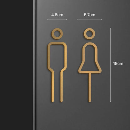 Black Gold Color Toilet Sign Plate Brass Wash Room Door Wall Label Sticker Wc Holder Signage Board