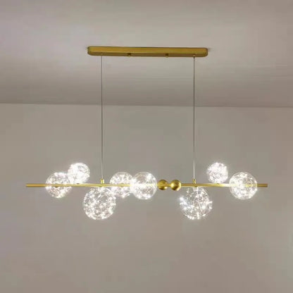 Nordic Ring Led Pendant Lamp Romantic Star Chandelier Round Long Glass Ball Hanging Light Dining Table Above Starry Sky Lights