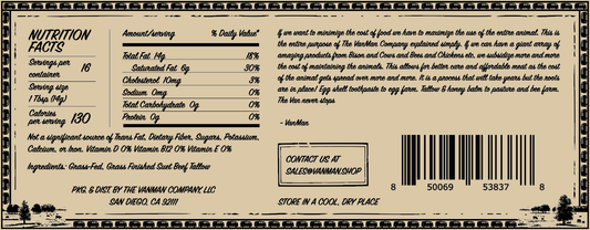 *New* VanMan's Cooking Tallow - 9 oz