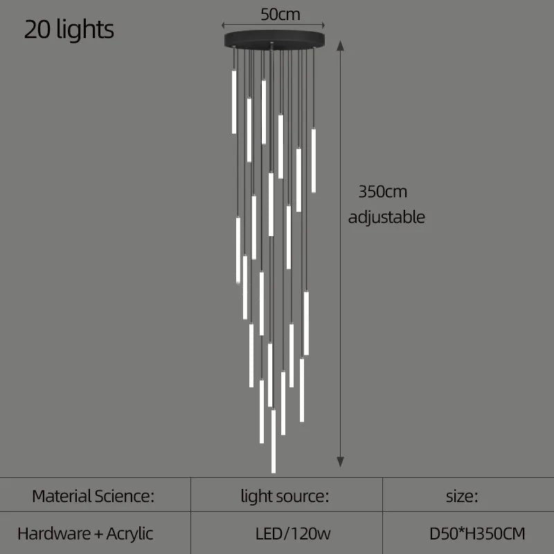 Staircase LED Chandelier Large Lamp