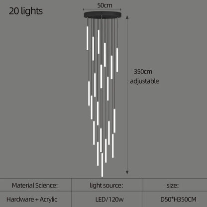 Staircase LED Chandelier Large Lamp