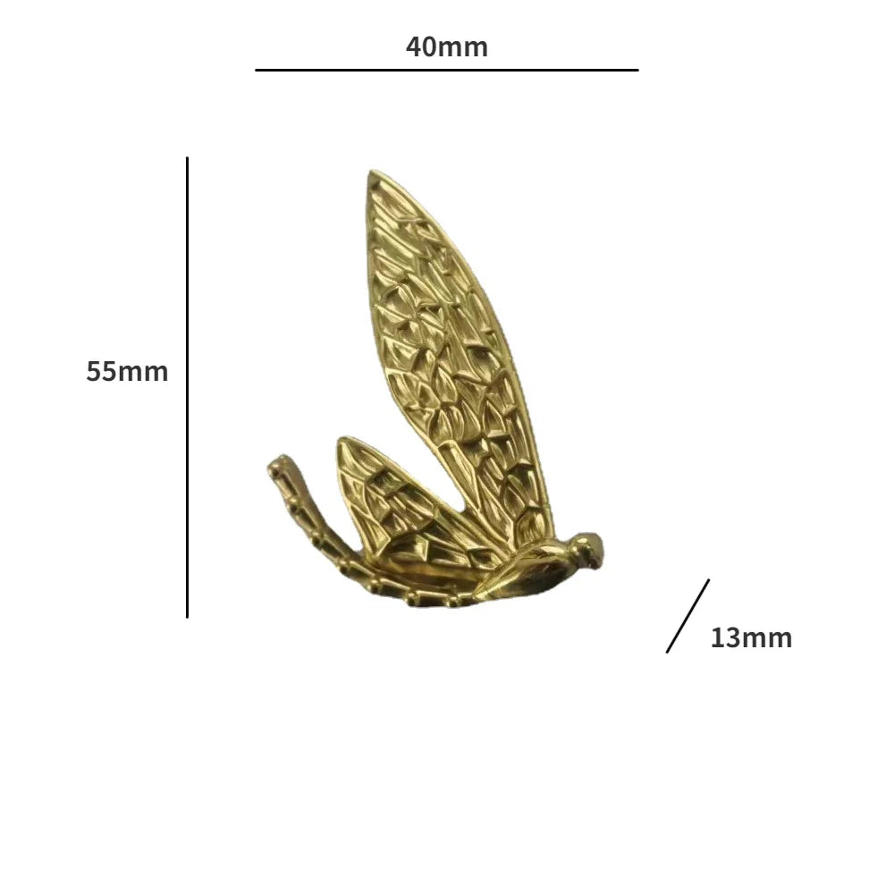 Nordic Gold Dragonfly Single Hole Brass Furniture Handle Luxurious Kitchen Drawer Handles Hardware Dresser Cabinet Pulls