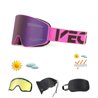 Superior Vision Magnetic Ski Goggles with UV400 Protection