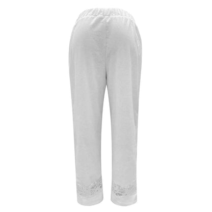 Cotton Lace Cropped Pants - Streetwear