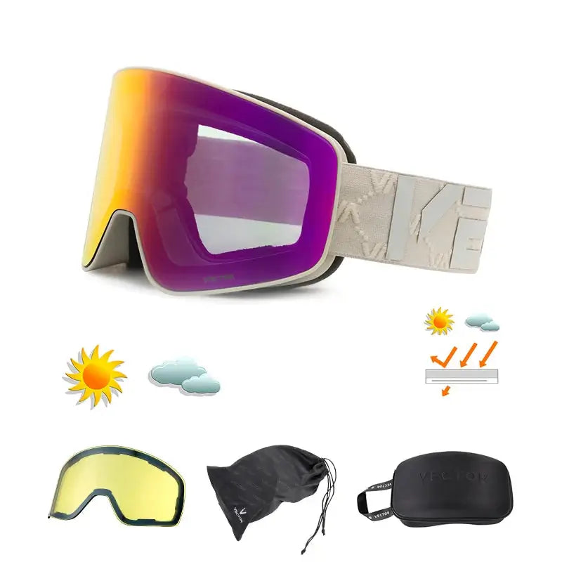 Superior Vision Magnetic Ski Goggles with UV400 Protection