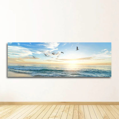 Nature Seascape Posters and Prints Modern Sea Wave Beach Sunset Canvas Painting Wall Art Pictures for Room Decoration