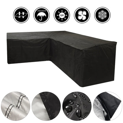 Black Outdoor Furniture Covers Waterproof Rain Snow Dust Wind-Proof Anti-UV Polyester Fiber Garden Lawn Patio Furniture Covers