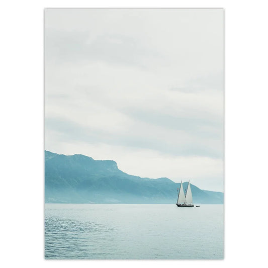 Light Blue Seascape Posters and Prints Scandinavian Decor Nordic Art Poster Wall Picture for Living Room Wall Art Canvas Print