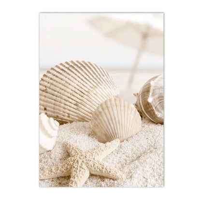Modern Scenery Landscape Poster Coconut Reed Shell Beach Art Canvas Painting Palm Leaves Print Nordic Wall Pictures Home Decor