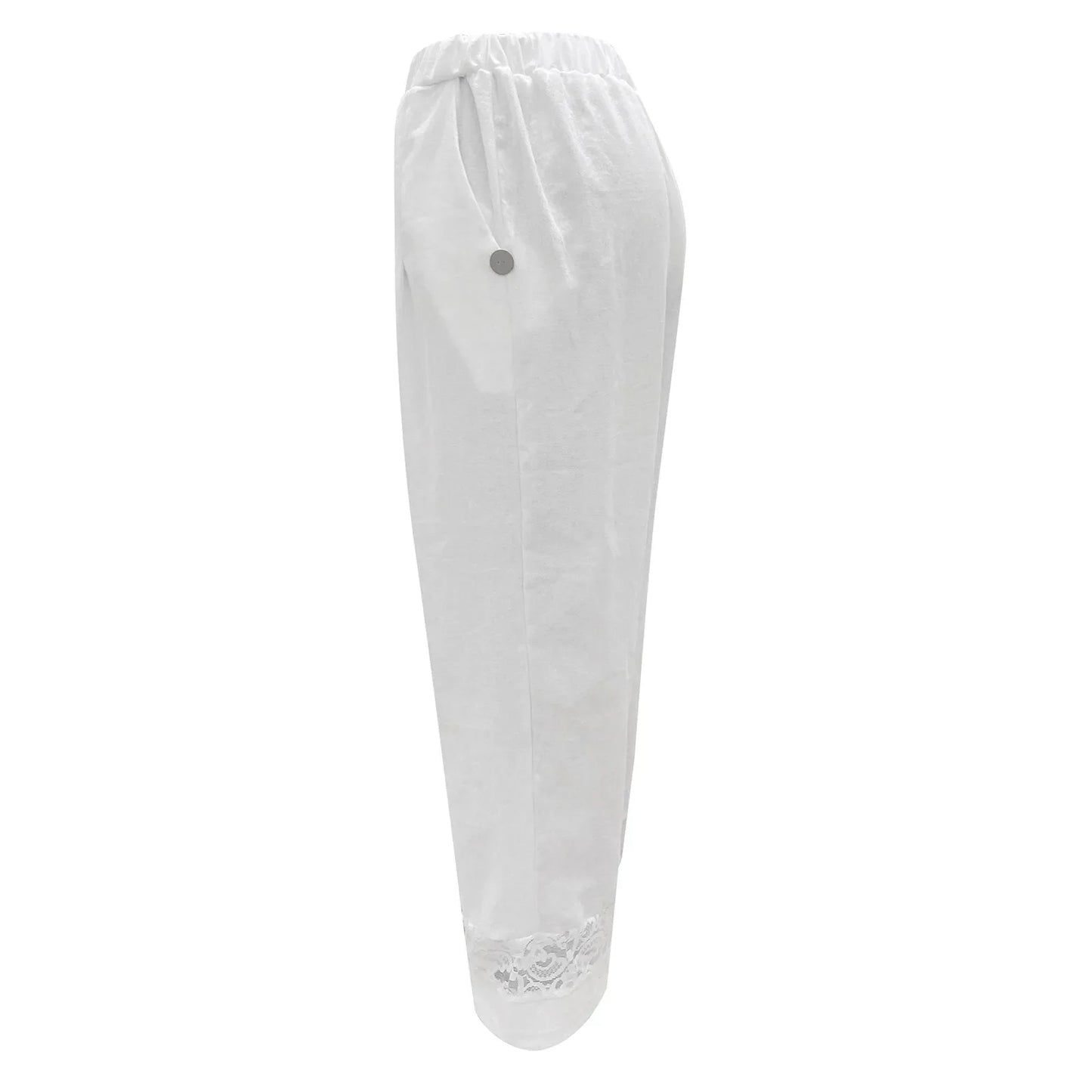 Cotton Lace Cropped Pants - Streetwear