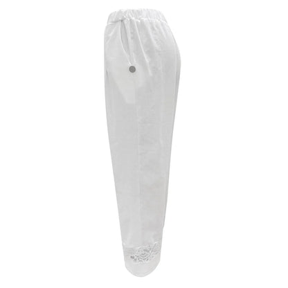 Cotton Lace Cropped Pants - Streetwear