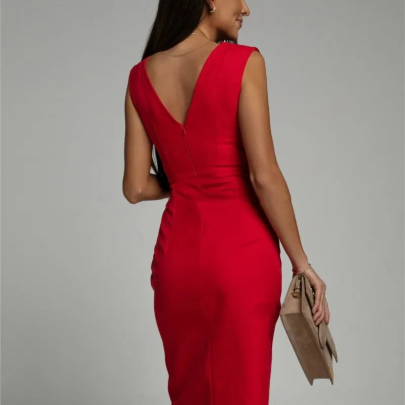 V-Neck Bodycon Mini Dress with Side Split