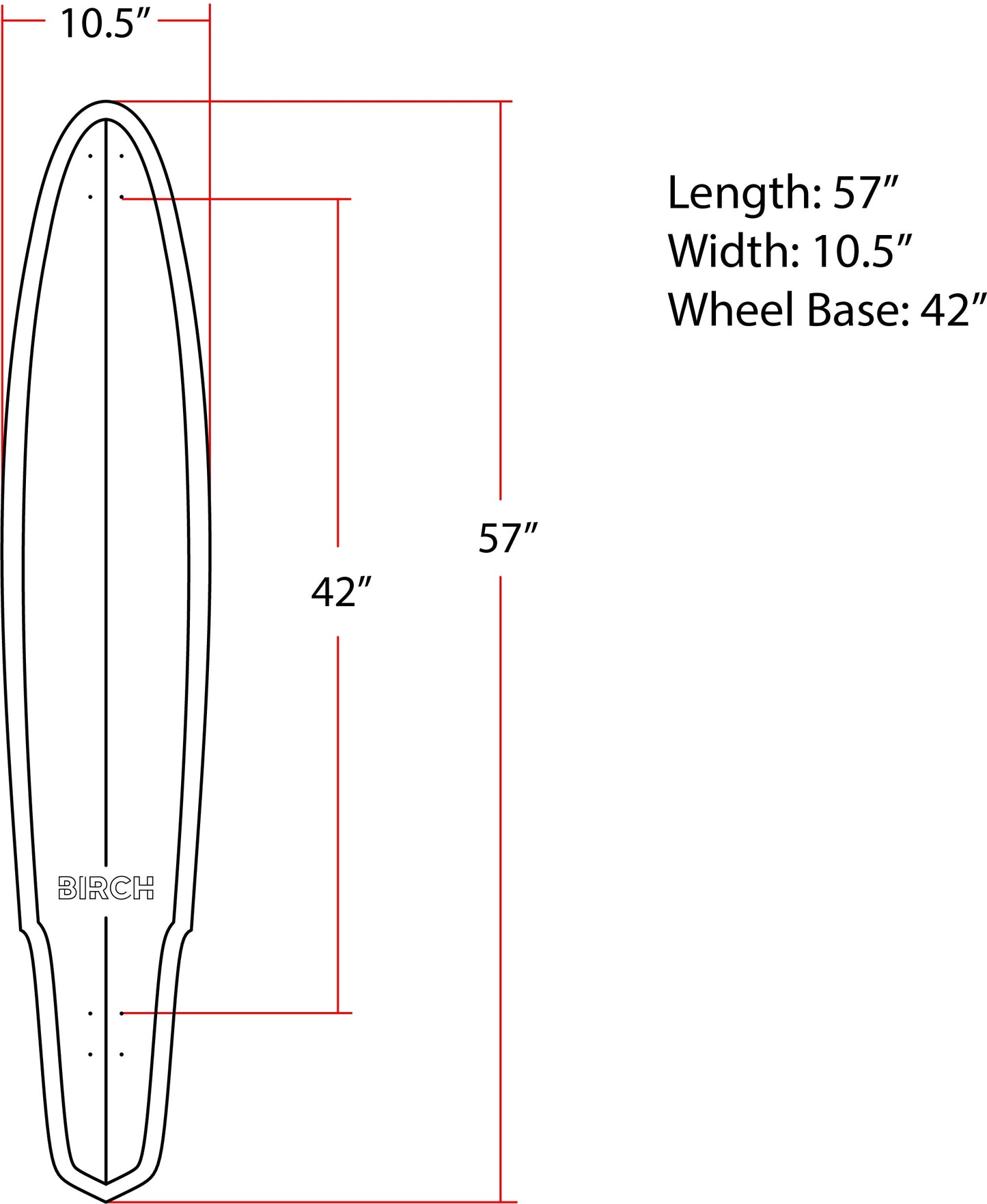 BIRCH 57" SHAKER Longboard Cruiser Skateboard - Complete Setup or Deck Only