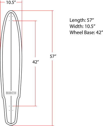BIRCH 57" SHAKER Longboard Cruiser Skateboard - Complete Setup or Deck Only
