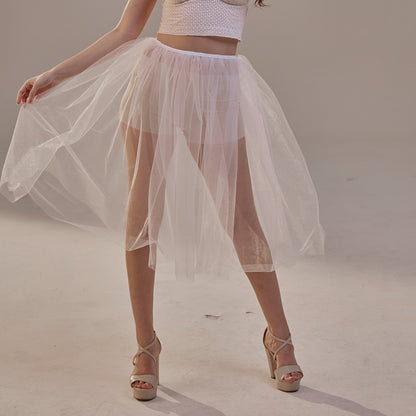 Short Soft White Tulle Skirt for Women , Flowy Mini Tulle Skirt, Bridal Party Skirt, Bachelorette Skirt
