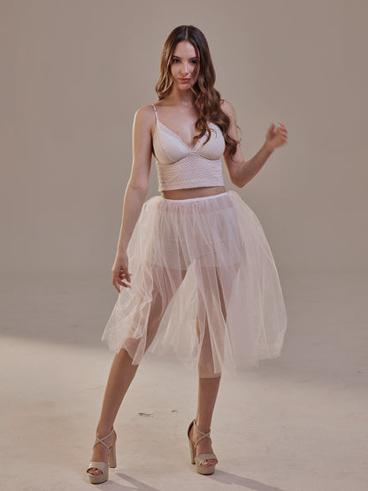 Short Soft White Tulle Skirt for Women , Flowy Mini Tulle Skirt, Bridal Party Skirt, Bachelorette Skirt