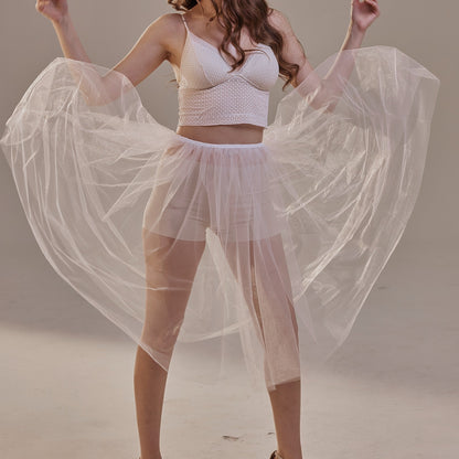 Short Soft White Tulle Skirt for Women , Flowy Mini Tulle Skirt, Bridal Party Skirt, Bachelorette Skirt