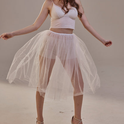 Short Soft White Tulle Skirt for Women , Flowy Mini Tulle Skirt, Bridal Party Skirt, Bachelorette Skirt