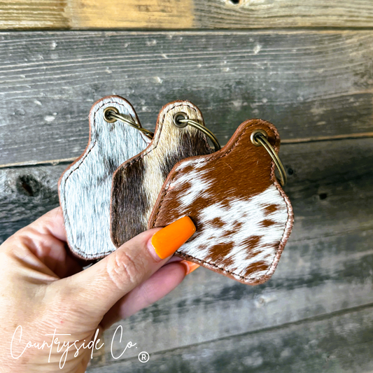 Cowhide Cowtag Keychain