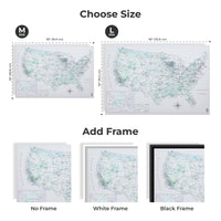 Wooden Canvas USA Map - Sky Blue