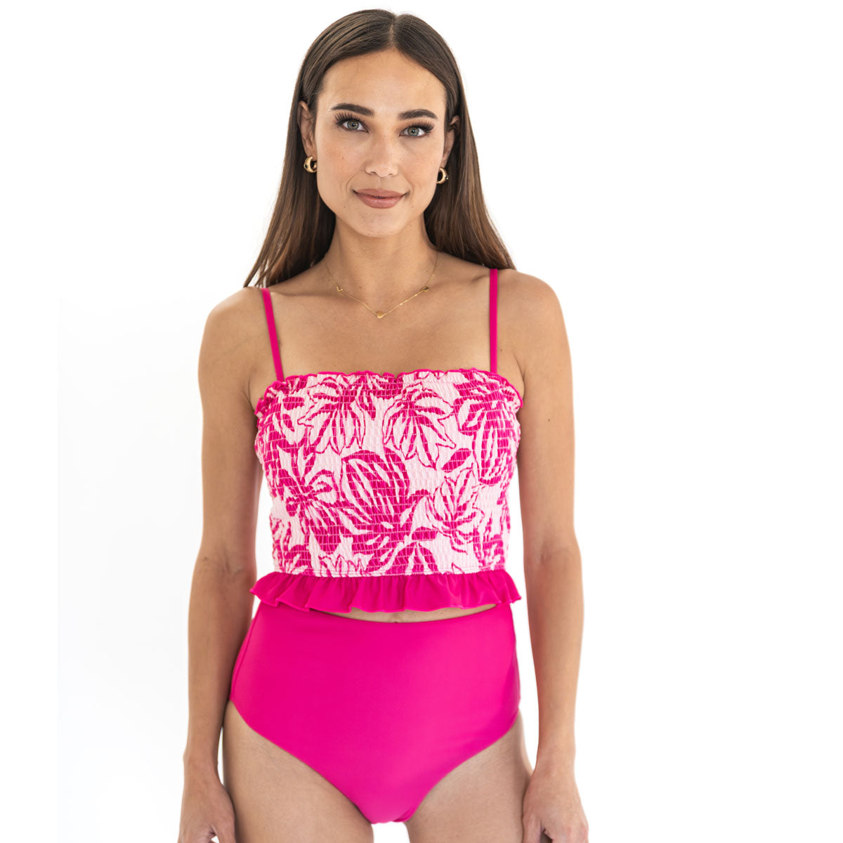 Smocked Mini Ruffle Tankini Top
