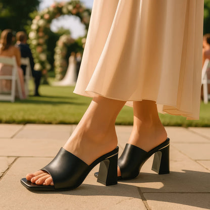 Women's Soho Red Square Toe Heeled Sandals