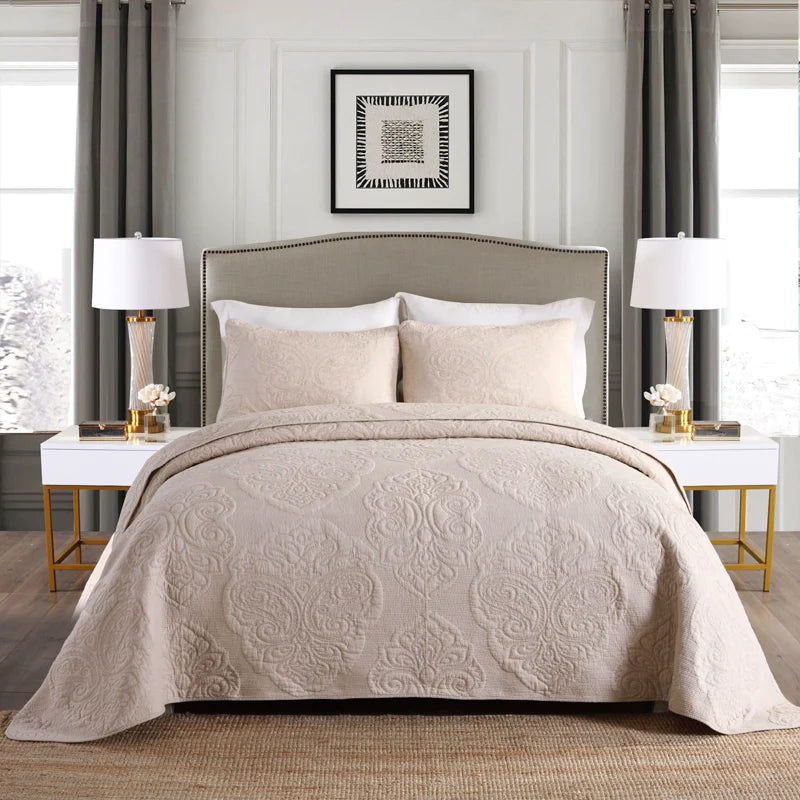 Export Simple European Embroider Double Pure Color Quiltedtextiles