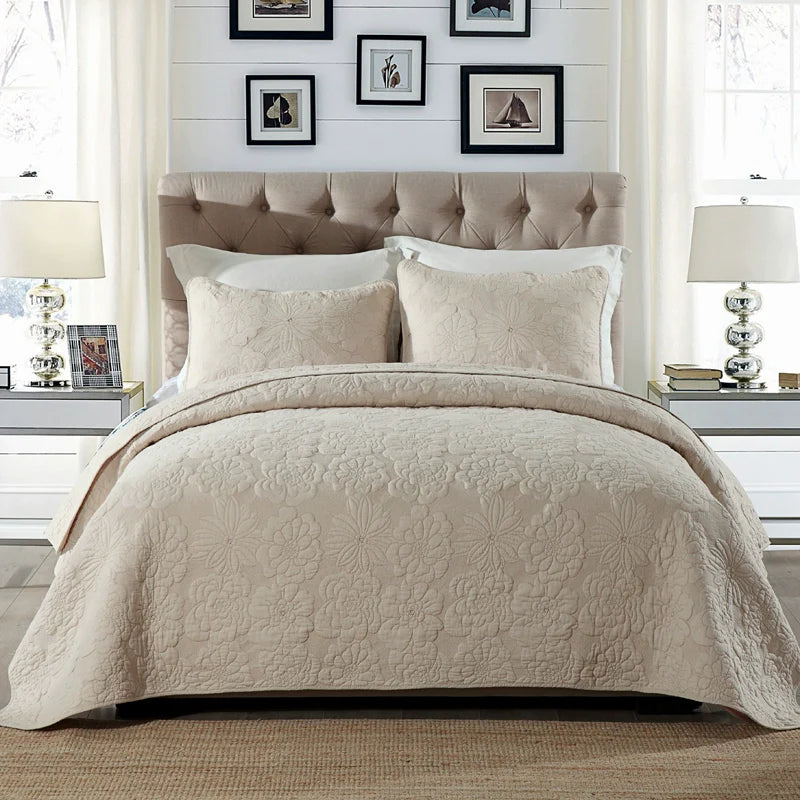 Export Simple European Embroider Double Pure Color Quiltedtextiles