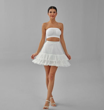 Short Hoop Skirt, Wedding Dress Underskirt, White Petticoat