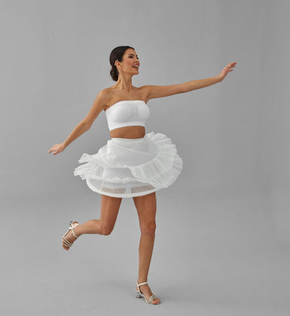 Short Hoop Skirt, Wedding Dress Underskirt, White Petticoat