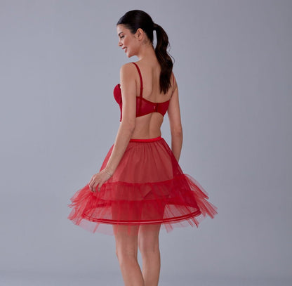 Red Short Hoop Skirt Underskirt  ( Petticoat Skirt )
