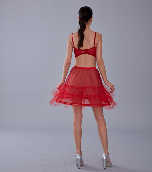 Red Short Hoop Skirt Underskirt  ( Petticoat Skirt )