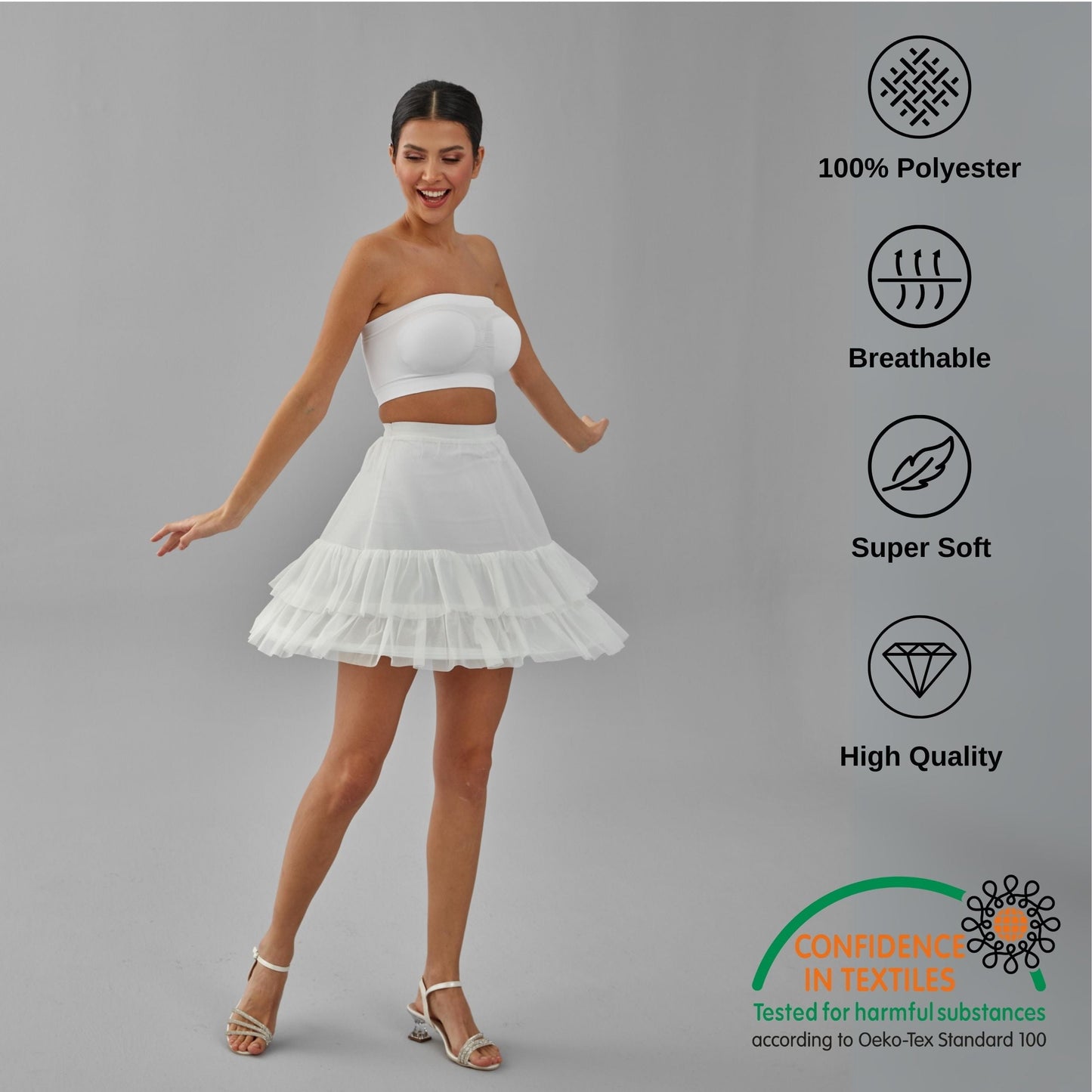 Short Hoop Skirt, Wedding Dress Underskirt, White Petticoat