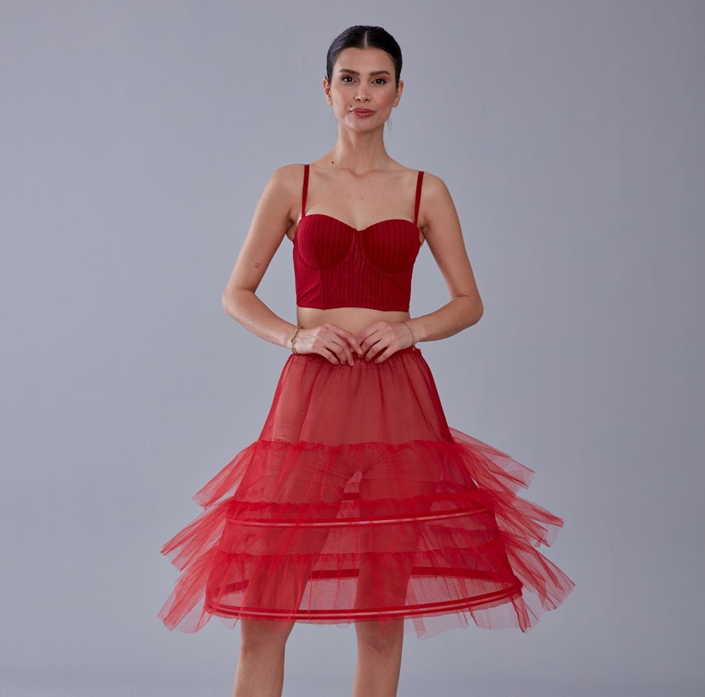 Red Petticoat Skirt , Hoop Skirt
