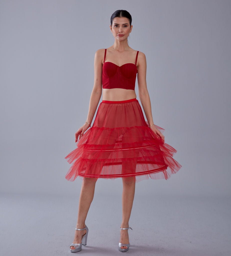 Red Petticoat Skirt , Hoop Skirt