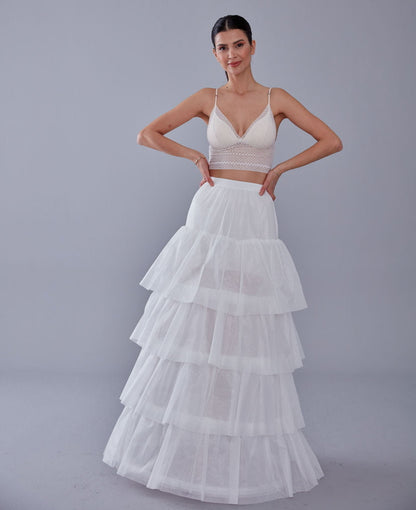 Mermaid Bridal Gown Underskirt, White Petticoat Skirt